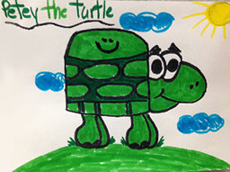 Student drawing of a Harptoons character