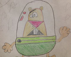 student drawing of a Harptoons character
