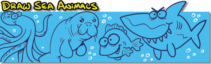 Learn how to draw sea animals using letters and numbers